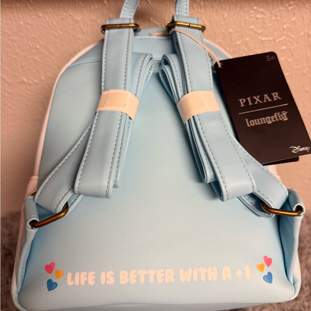 Loungefly Pixar Up Carl and Ellie Light Blue Heart Backpack - Picture 3 of 5